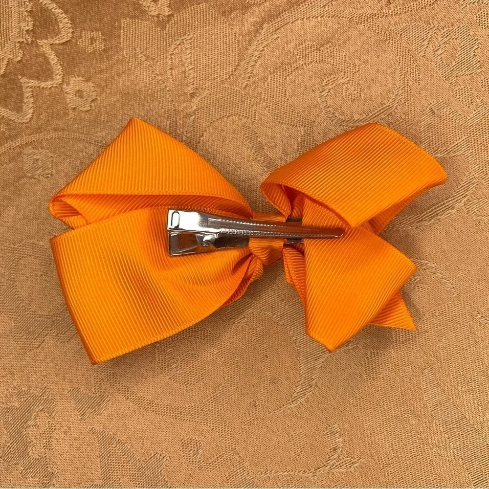 SET OF 4 HAIR BOWS CHEER PINK ORANGE COLORFUL